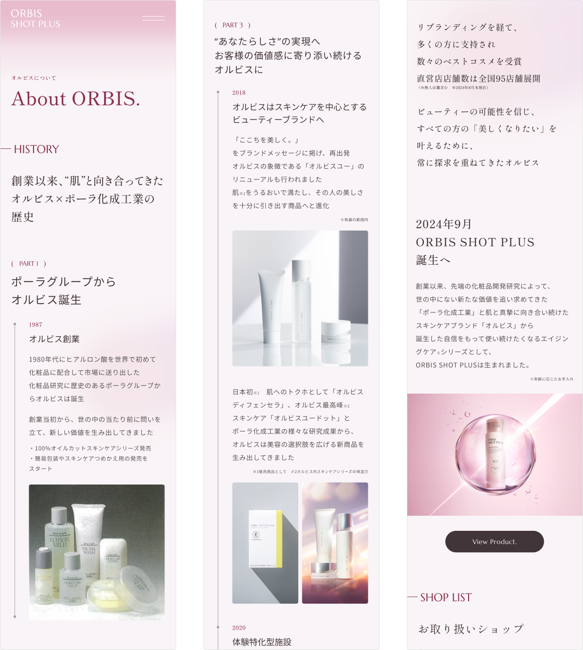 ORBIS SHOT PLUSのWEBサイト